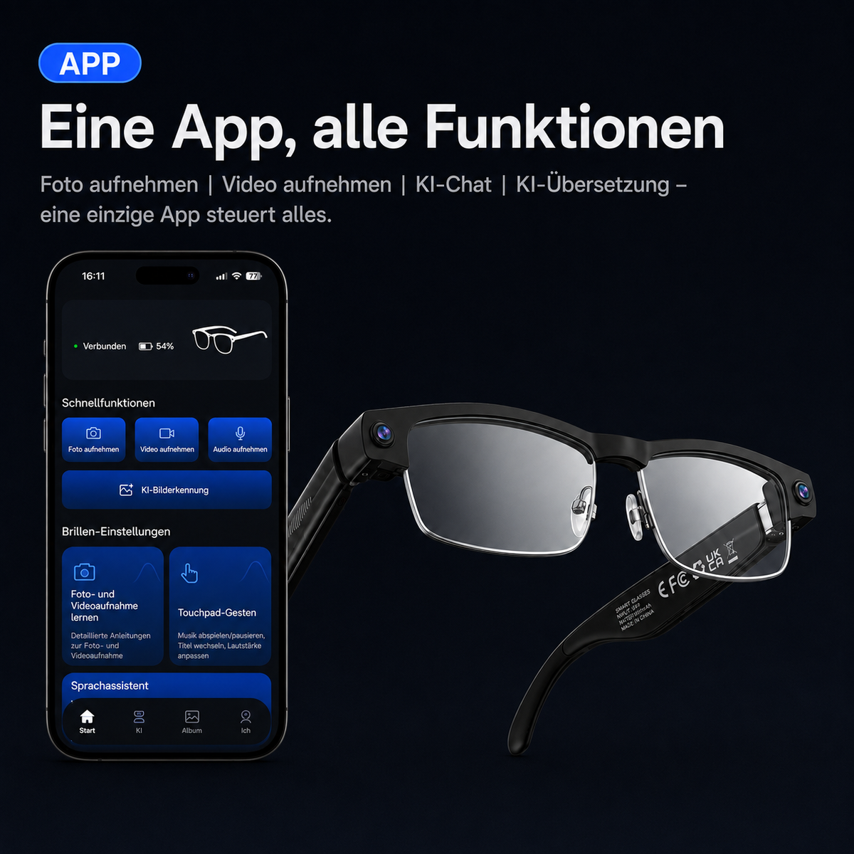 Vexors Pro – KI-Kamera-Brille mit Wechselgläsern